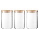 Airtight Glass Jars with Bamboo Lids - Set of 3
