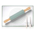 Wooden Rolling Pin and Pastry Mat Set