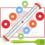 17-Inch Stainless Steel Rolling Pin with Rings