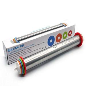Adjustable Rolling Pin with Thickness Rings and Mat