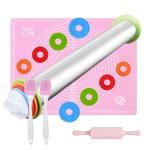Rolling Pin and Baking Mat Set with Rings
