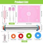 Rolling Pin and Baking Mat Set with Rings