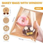 100Pcs Reusable Clear Window Food Bags