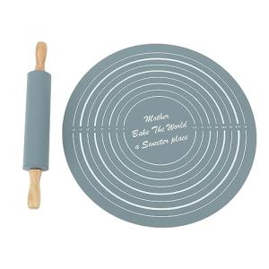 Silicone Rolling Pin with Non-Stick Baking Mat