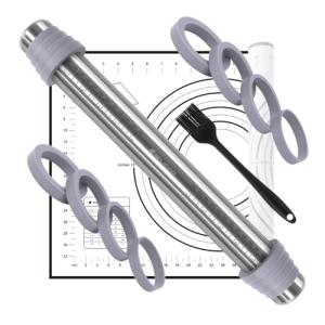 BELICOO Adjustable Rolling Pin with Silicone Mat Set