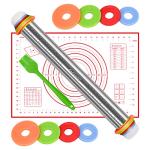 Adjustable Stainless Steel Rolling Pin with Thickness Rings