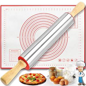 Rolling Pin and Silicone Pastry Mat Set