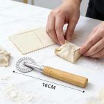 Fluted Edge Pasta Cutter Wheel with Wooden Handle