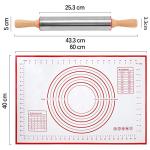 Rolling Pin and Silicone Pastry Mat Set