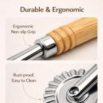Fluted Edge Pasta Cutter Wheel with Wooden Handle
