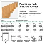 100 Reusable Kraft Paper Food Pouches - Ziplock