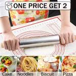 Rolling Pin and Silicone Pastry Mat Set