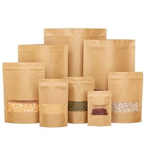 Acidea 100 Pcs Reusable Kraft Snack Bags