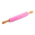 Small Pink Silicone Rolling Pin with Wooden Handles