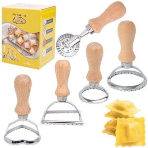 5-Piece Pasta Maker Set with Wooden Handle