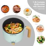 Portable Electric Hot Pot with Steamer, 1.5L