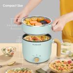 Portable Electric Hot Pot with Steamer, 1.5L