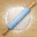 Silicone Rolling Pin with Wooden Handles - Blue