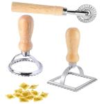 3-Piece Fluted Ravioli Cutters Set with Wooden Handle