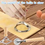3-Piece Fluted Ravioli Cutters Set with Wooden Handle