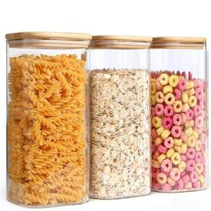 Glass Storage Jars with Bamboo Lids - 3 Pack