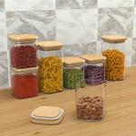 Airtight Glass Storage Jars with Bamboo Lids - 12 Pack