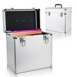 Vinyl Record Storage Case for 50 Albums (Silver)