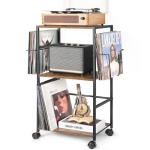 Bikoney Rolling Vinyl Record Storage Side Table