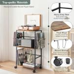 Bikoney Rolling Vinyl Record Storage Side Table