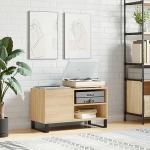 Sonoma Oak Vinyl Storage Cabinet with Iron Legs