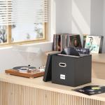 Stylish Leather Vinyl Record Storage Box - Black