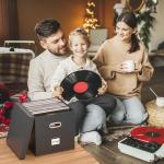Stylish Leather Vinyl Record Storage Box - Black