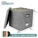 Vinyl Record Storage Box for 50+ Albums