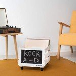 Wooden Vinyl Record Crate with Wheels - Holds 80 LPs