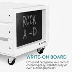 Wooden Vinyl Record Crate with Wheels - Holds 80 LPs