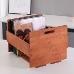 Bamboo Vinyl Record Storage Crate for 80 Albums