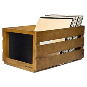 Wooden Vinyl Record Storage Crate with Chalkboard
