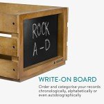 Wooden Vinyl Record Crate with Chalkboard Sign