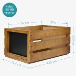 Wooden Vinyl Record Crate with Chalkboard Sign
