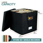 Huasean Vinyl Record Storage Box for 50 Albums