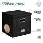 Vinyl Record Storage Box for 50+ Albums