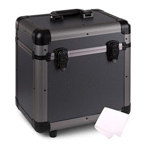 80-Record Vinyl Storage Box with Anti-Static Cloth