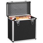 Yaheetech Aluminum Vinyl Record Storage Case, Black