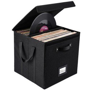 Vinyl Record Storage Box for 120+ LPs
