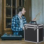 Yaheetech Aluminum Vinyl Record Storage Case, Black