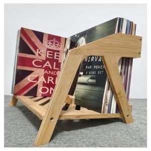Bamboo Vinyl Record Holder - Holds 80 LPs