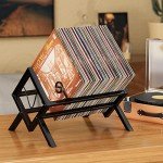 EKNITEY Metal Vinyl Record Storage Stand - Holds 80-100 LPs
