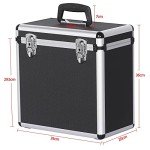 Yaheetech Aluminum Vinyl Record Storage Case, Black