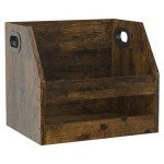 Vinyl Album Storage Box with Handle - Rustic Brown