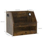 Vinyl Album Storage Box with Handle - Rustic Brown